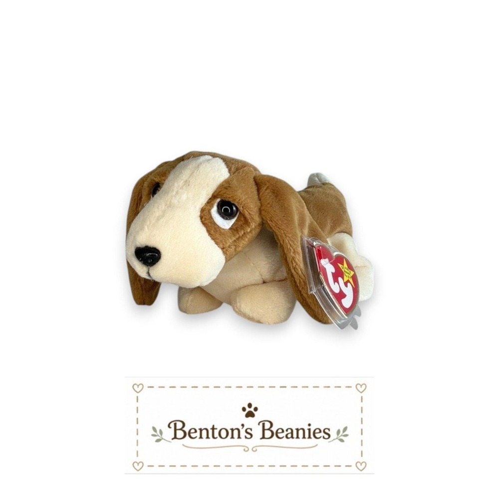 Tracker the Dog Ty Beanie Baby | Long-Eared Loyalist 🤎 | Mint Heart Tag ⭐